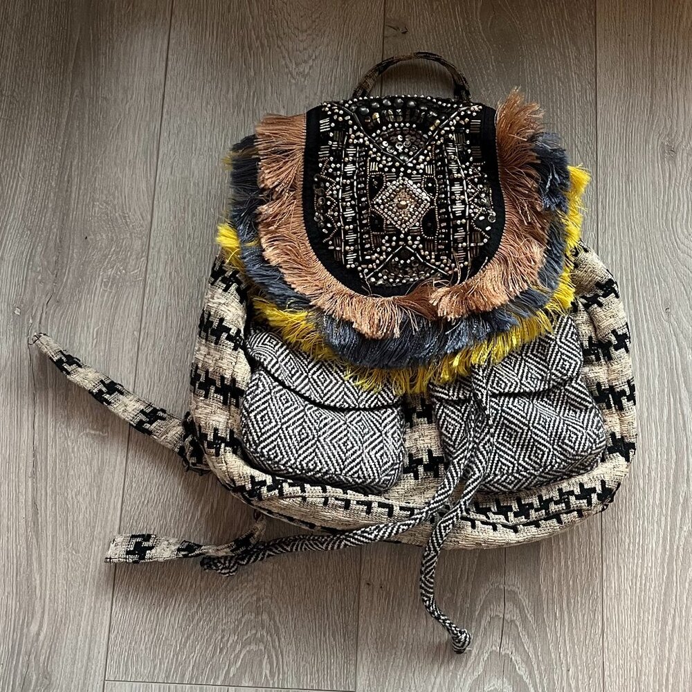 Jasper & Jeera Beaded Fringe Backpack